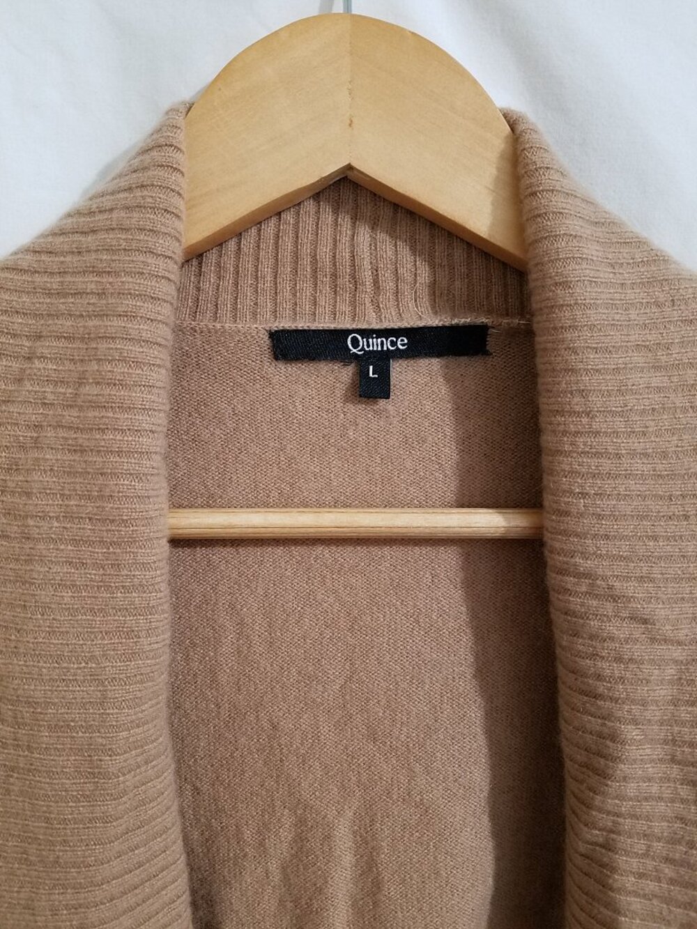 Quince 100% Cashmere Open Front Cardigan | Tan | Size Large - Picture 9 of 13